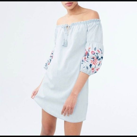 AEROPOSTALE Balloon Sleeve Chambray Mini Dress - Picture 1 of 9
